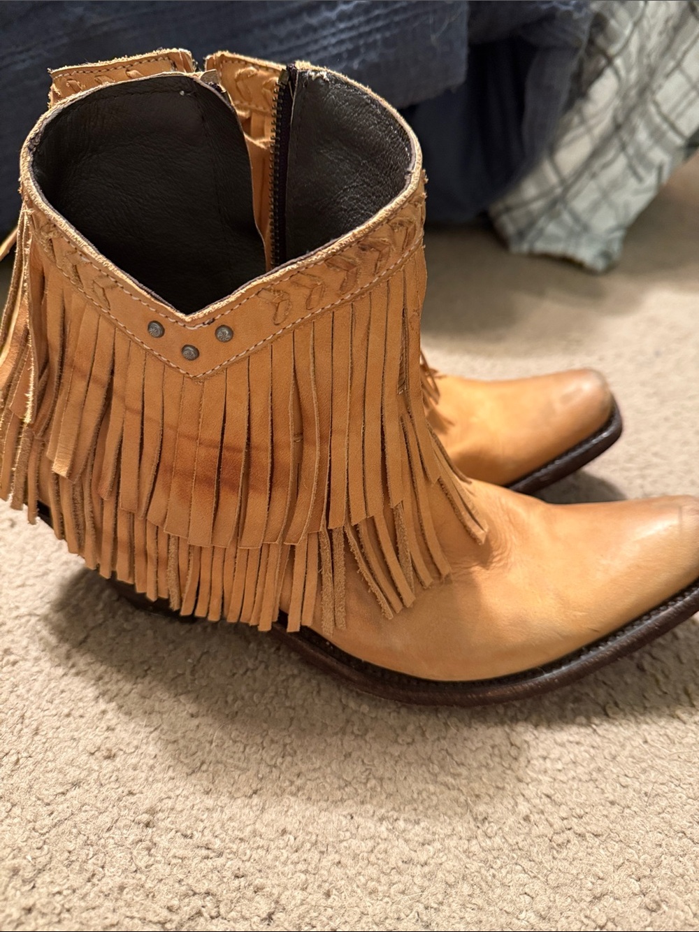 Old Gringo leather Fringe Ankle Boots in Tan - Women's Western Style
